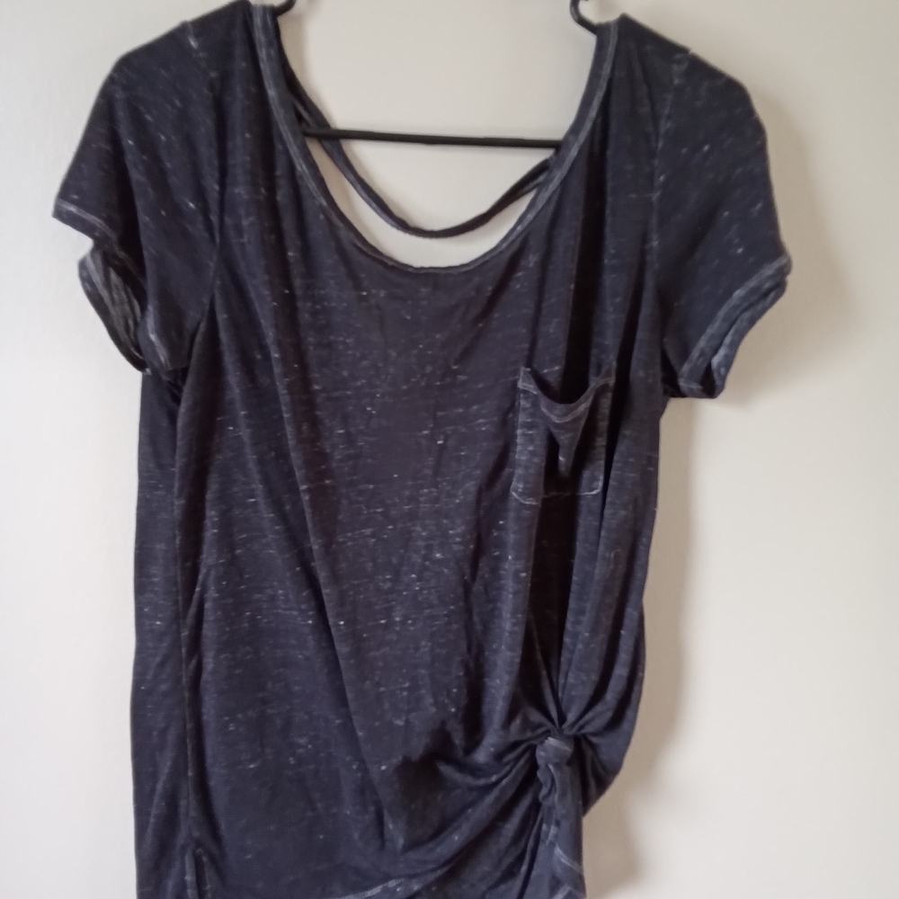 American Eagle Outfitters Dark Gray Knot-Front Tee
